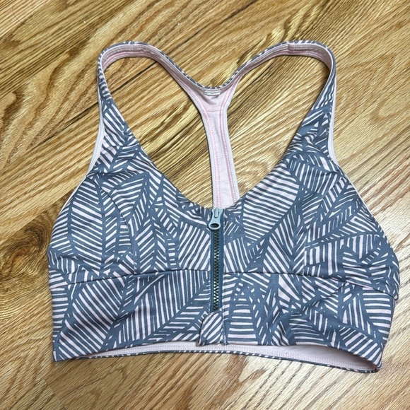 lululemon athletica Other - Lululemon Zip Front Sports Bra size 4 Pink Gray Banana Print